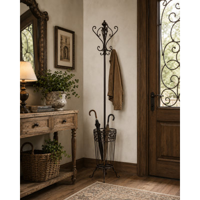Entryway Coat Rack Stand With Umbrella Holder And Hat Hooks