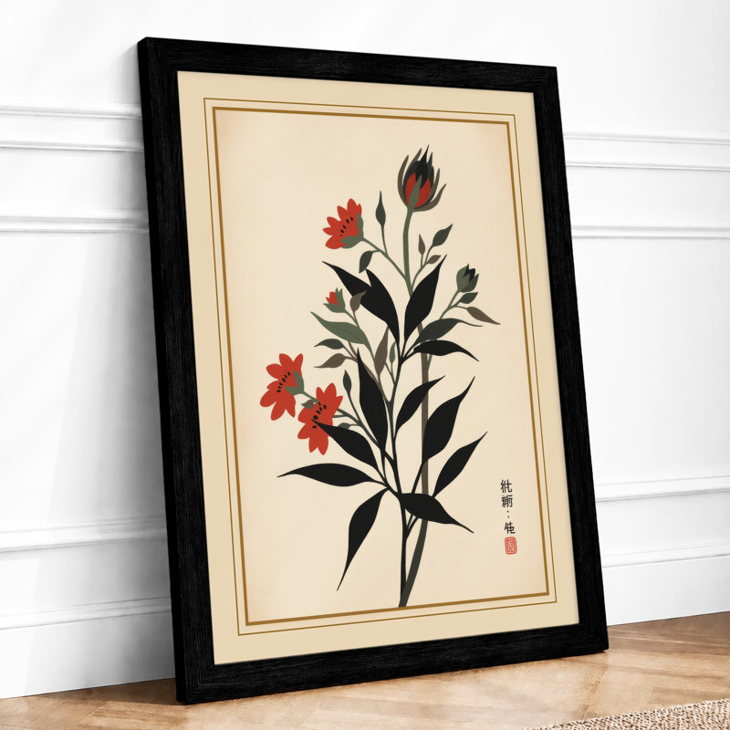 Flowering Stem Study Botanical - Framed Print, A1 - 84.1 x 59.4 cm, Black