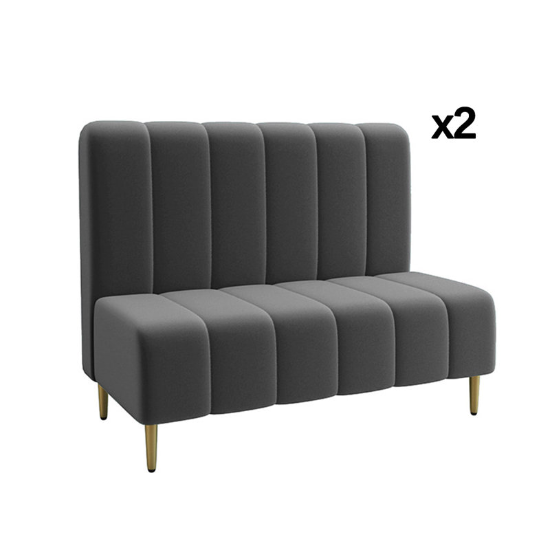 Banc rembourré en velours, Gris