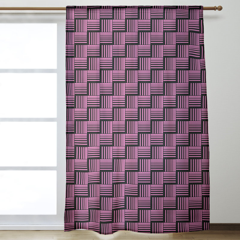Panneau de rideau simple obscurcissant et isolant avec passe-tringle classique, Rose/noir