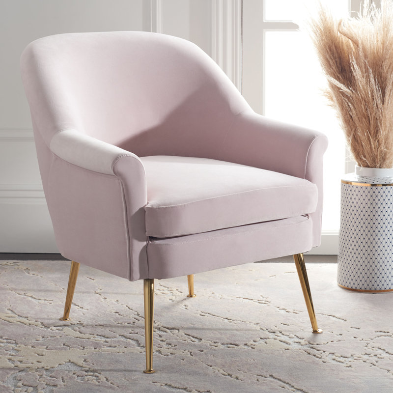 Zahir Velvet Armchair, Light Pink Velvet
