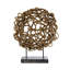 Sculpture décorative de table, rotin brun entrelacé, rond 20 pouces
