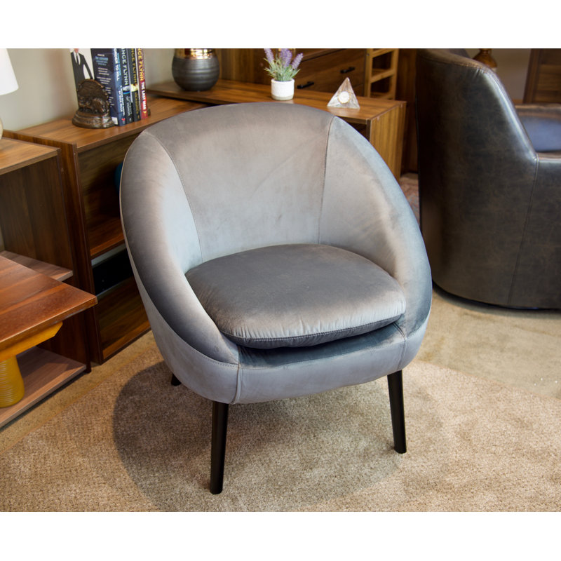 Velvet Barrel Chair, Grey