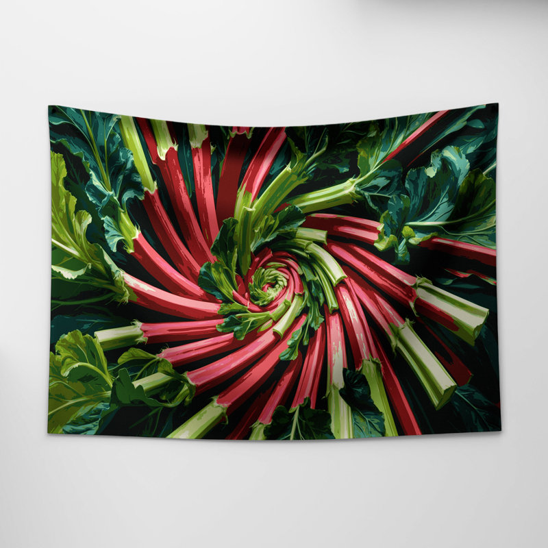 Tapisserie murale légumes et rhubarbe, 88 po x 104 po