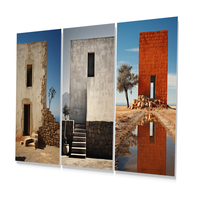 Ensemble de 3 décorations murales en métal Monuments Mimalisme, H 32 po x l 48 po