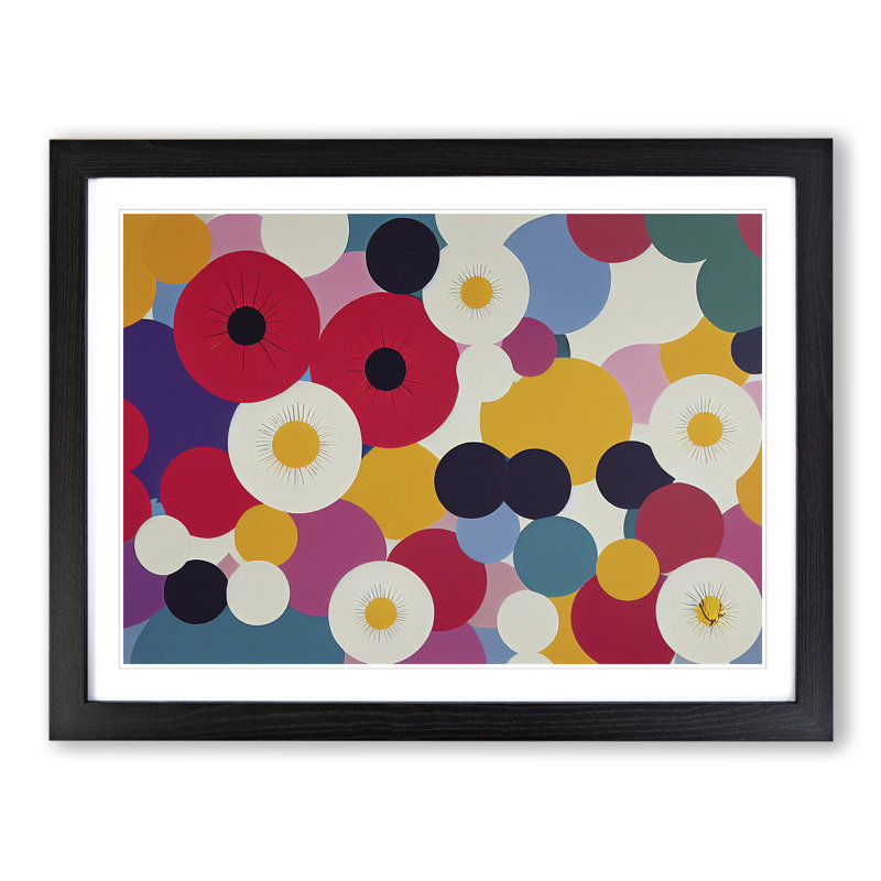 Majestic Abstract Flowers - Single Picture Frame Print, Black, 46cm H x 64cm W x 2cm D