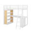 Lit mezzanine simple avec échelle, tablettes et bureau