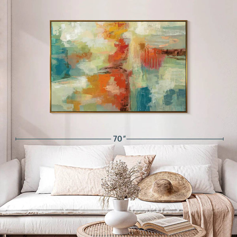 Récif de corail, 46 po x 31 po, Cadre flottant doré