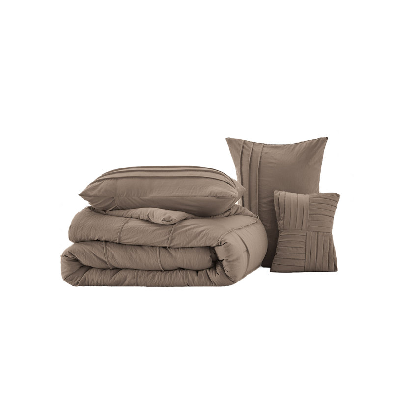 Bedsure Boho Comforter Set - Pinch Pleat Design for All Seasons, Soft Bedding Kit, Full Comforter + 2 Standard Pillowcases