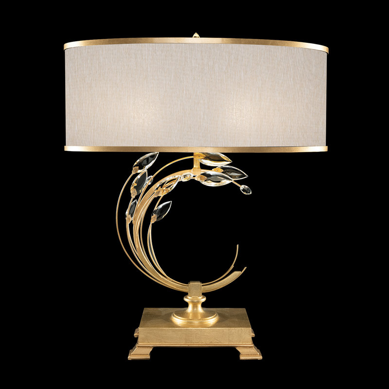 Lampe de table en cristal 31 po, Doré, Beige