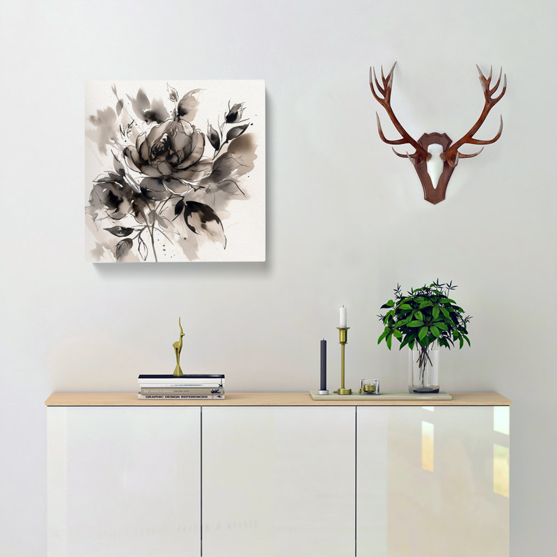 Floral Ink Wash No.3 - Wrapped Canvas, 50cm H x 50cm W x 3cm D