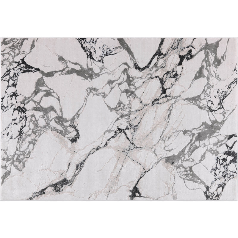 Ilios Collection Abstract Textured Black and Grey Rug, Rectangle 2' x 3'