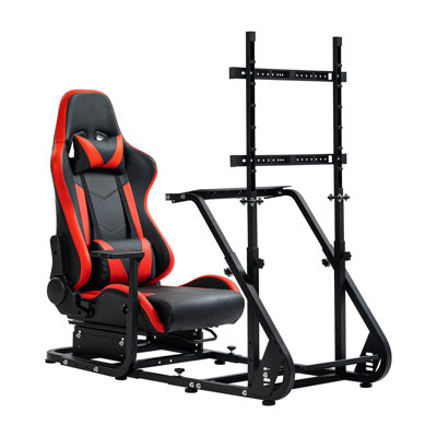 Anman Racing Sim Cockpit with TV Stand & Seat for Thrustmaster Logitech G923, Not Include Steering wheel & Wheels & Pedals and Shifter Handbrake 