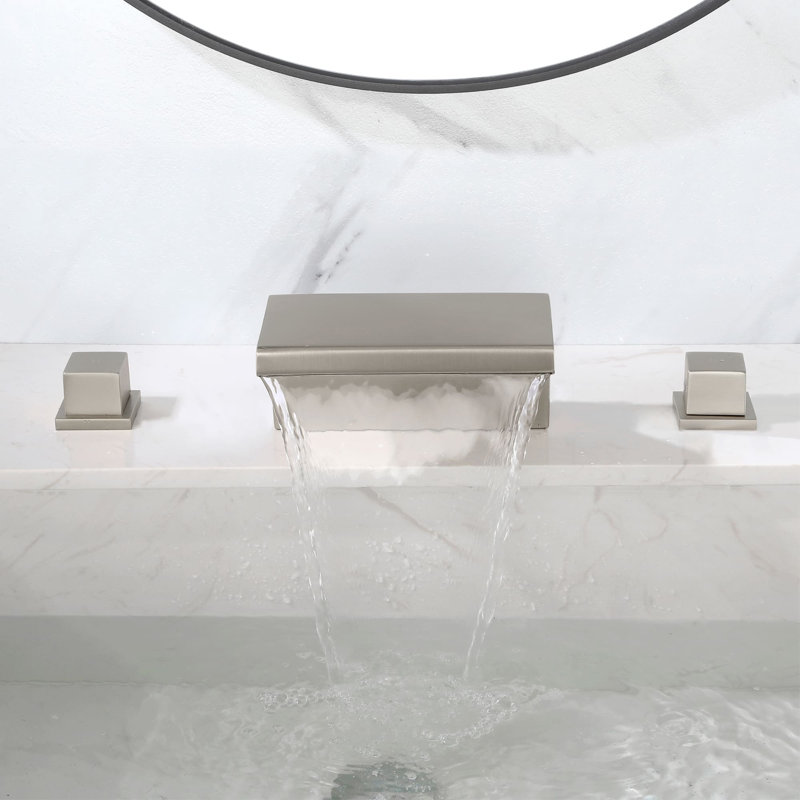 Robinet de salle de bain à large entraxe, Nickel brossé