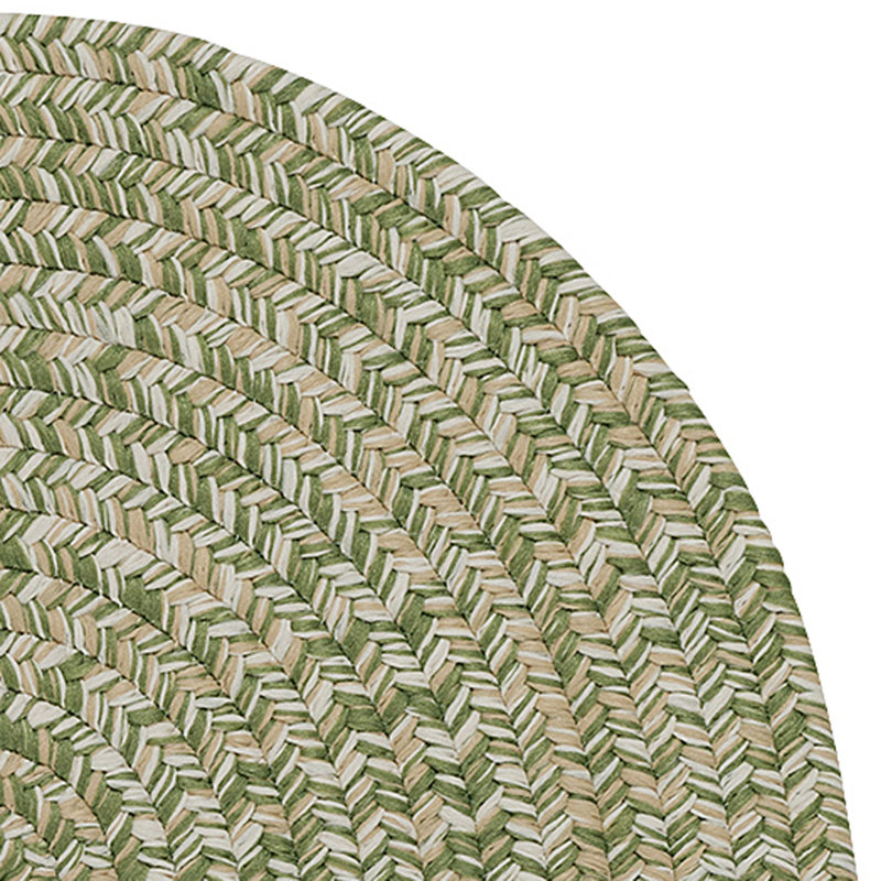 Tapis réversible intérieur / extérieur Freels - Tweed vert / blanc, Rond 7 pi