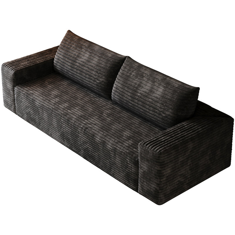 71 po, tissu en velours côtelé noir 71 po, coton de la peau, coussin en mousse haute densité, 2 sièges, style moderne, conversation dans la salle de conférence, siège en tissu ergonomique confortable, chambre et appartement, doux, éponge,