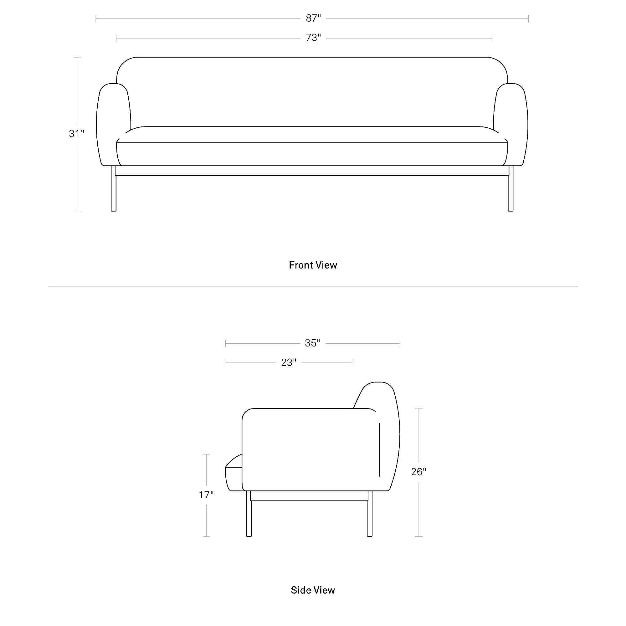 Puff Puff Upholstered Sofa, 31" H x 87" W x 35" D, Tomato Velvet