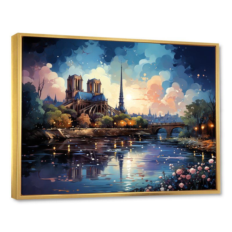 Paris Paris la nuit I, Cadre flottant doré, H 24 po x l 32 po x P 1 po