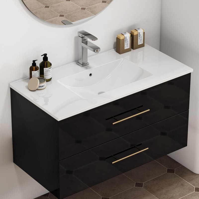 Lavabo de salle de bain en céramique pour meuble-lavabo 36 po