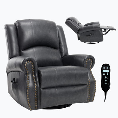 Heat Massage Manual Recliner Chair With Rocker And Swivel In Fabric For Living Room