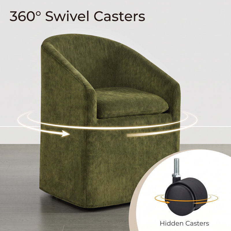 Chaise rembourrée avec housse lavable et roulettes, Vert