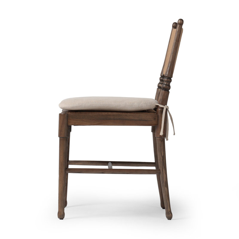 Fayth Dining Chair with Cushion, Dune Linen, Antique Walnut