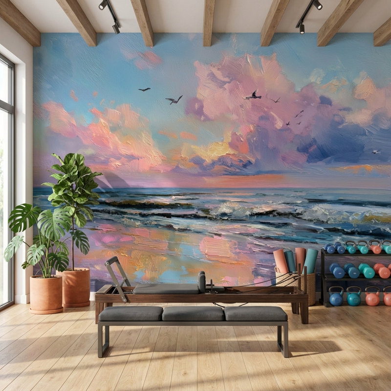 Papier peint paysage marin coucher de soleil océan, 200 po x 120 po, Non tissé