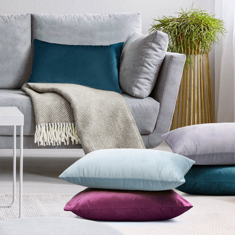 Ensemble de 4 coussins décoratifs en velours Nestl, H 12 po x l 20 po, Gris anthracite gris pierre