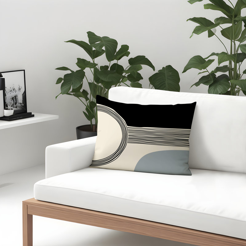 Housse et insert de coussin rectangulaire intérieur / extérieur Cassie, Gris, H 14 po x l 20 po