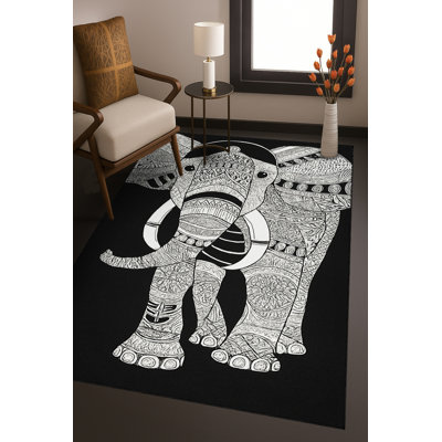 Tapis tissé noir Mosso