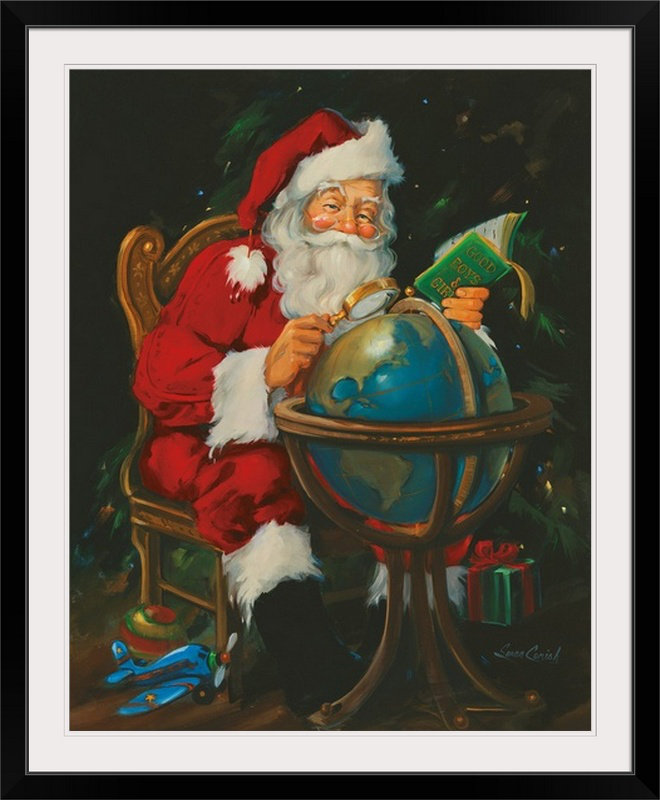 Thuc «Santa's World» par Susan Comish, impression, Cadre noir, H 38 po x l 32 po x P 1 po