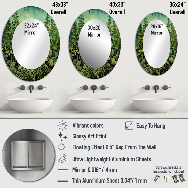 Miroir mural Herbs, H 36 po x l 24 po