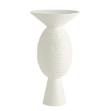 Wide Chiseled Orb Vase-Matte White