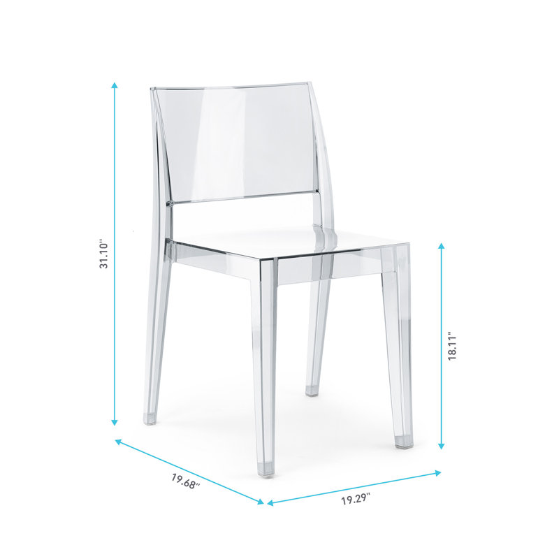 Lanis Premium All-Weather Wicker Outdoor Stacking Dining Side Chair, Clear