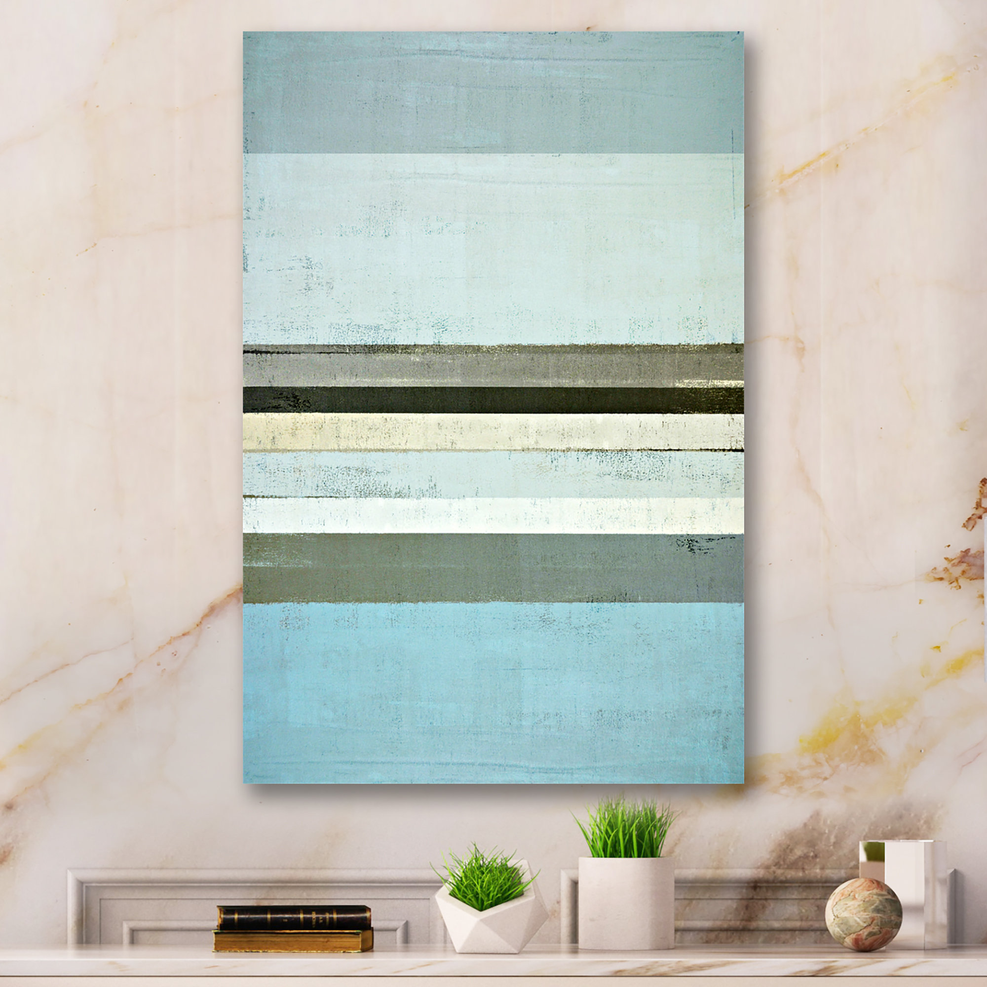 Highland Dunes Blue Meets Grey Modern Art On Canvas Print | Wayfair