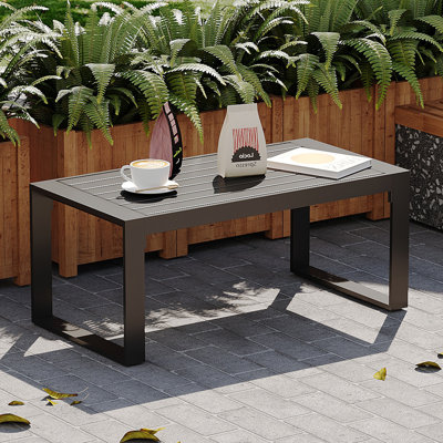 Sleek Rectangular Aluminum Outdoor Coffee Table by Aura Outdoor