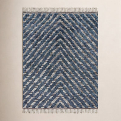 Tapis bleu noué à la main Benjamin