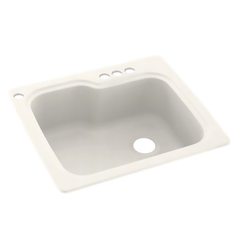 Évier de cuisine à montage double L 25 po x l 22 po, 4 trous, Désert de Tahiti