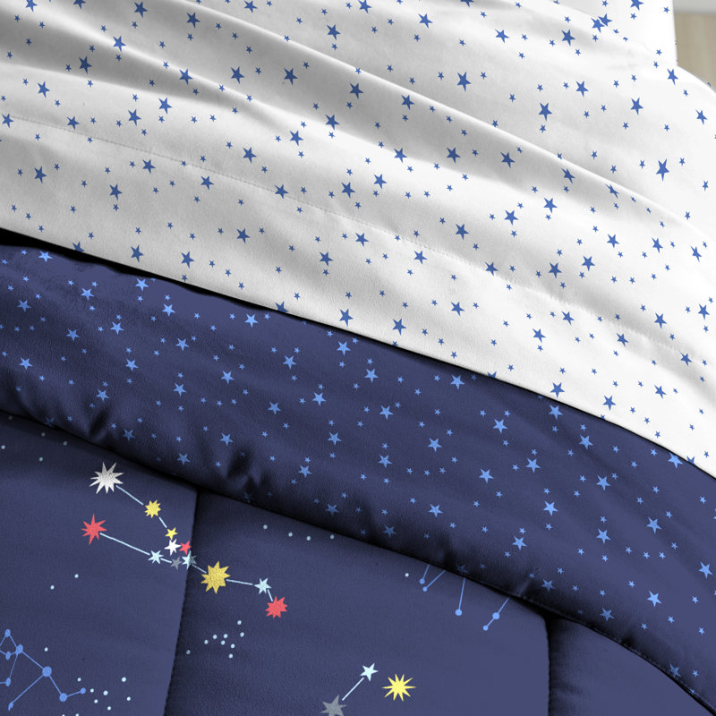 Full Blue Microfiber Boys' Reversible Bed in a Bag Set