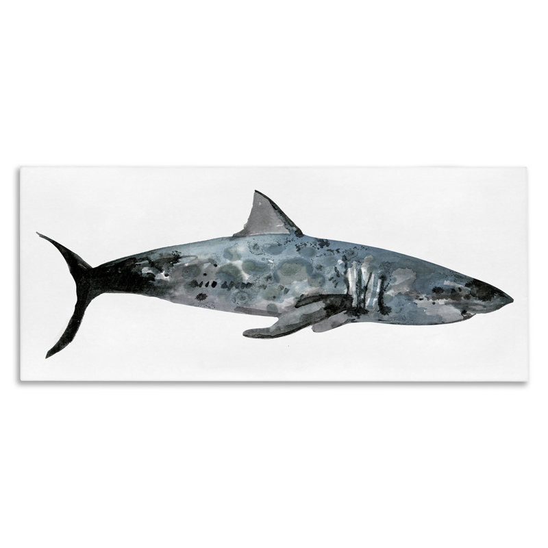 Shark Minimal Sea Life par Stellar Design Studio - impression d'art graphique, H 17 po x l 40 po