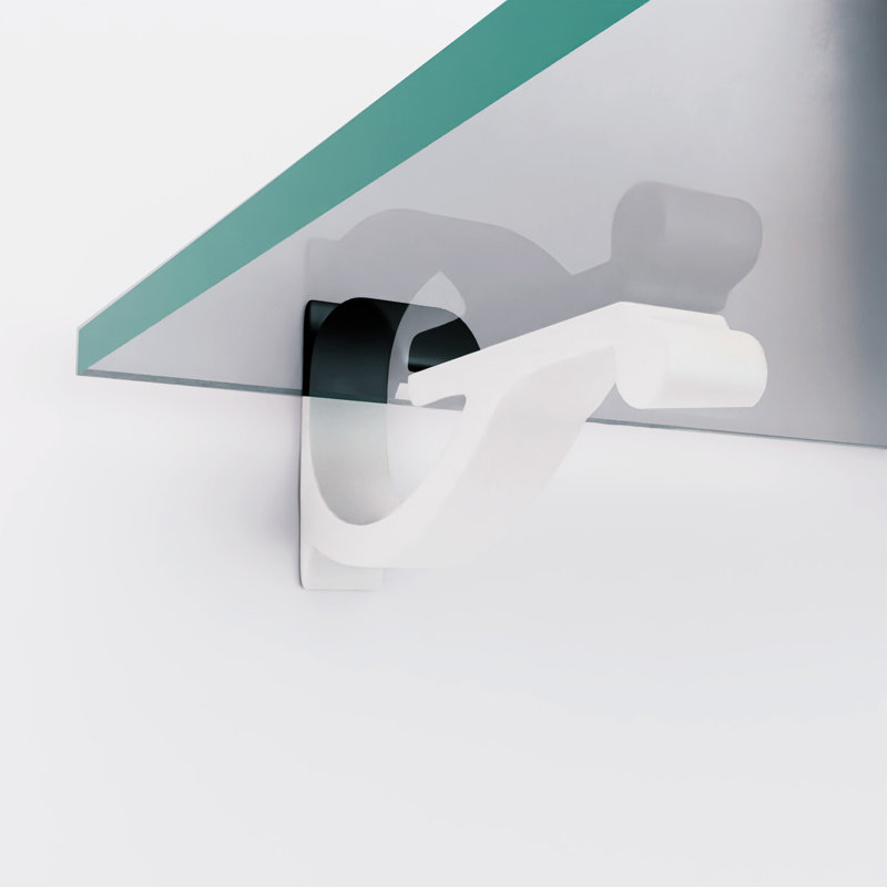 Support de tablette en aluminium Designer pour verre blanc de 5/8 po à 3/4 po, paquet de 2, Blanc