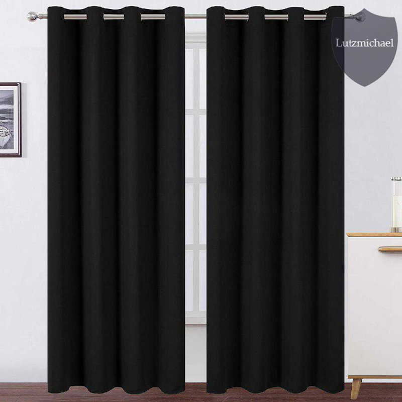 Erfried Blackout Curtain Pair, Black, 52" W x 95" L