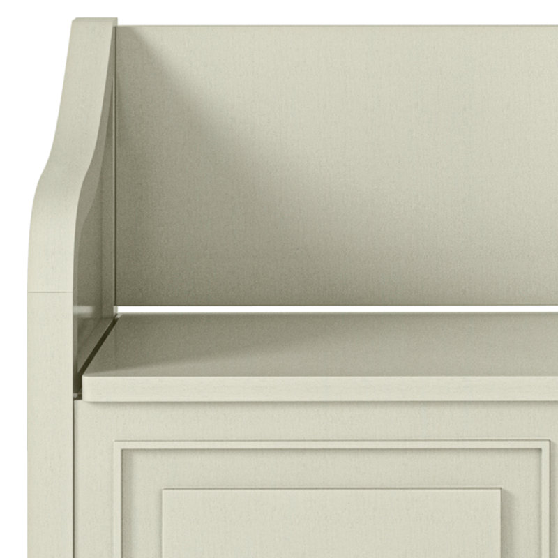 Antique White Solid Wood Entryway Storage Bench with Flip-Top Lid