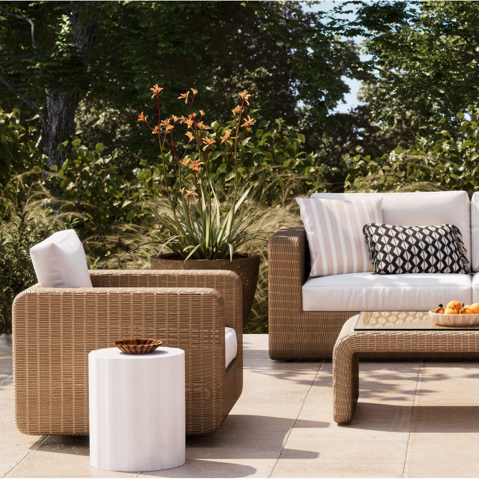 Coda 15.5'' Concrete Outdoor Side Table, Antique  White