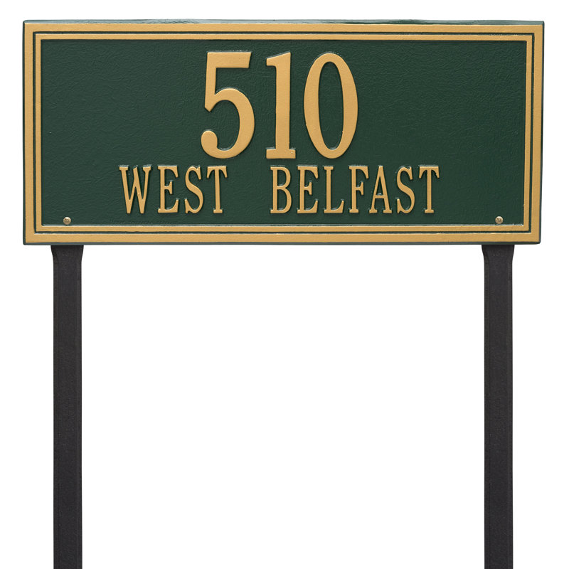Plaque d'adresse sur 2 lignes Double Line, Oui, Vert et or