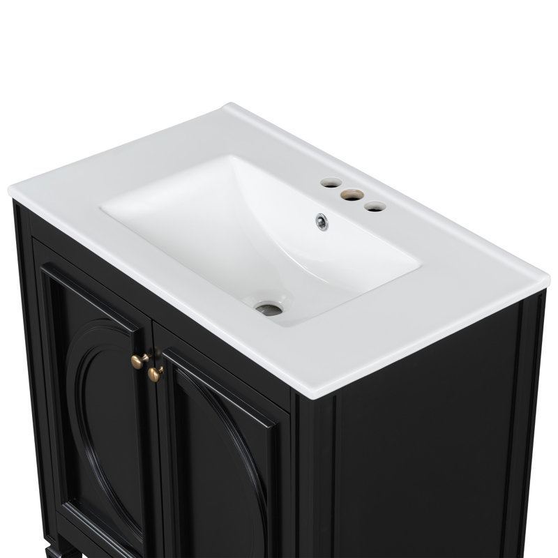 Meuble-lavabo 30 po avec lavabo, Noir, noir, noir, noir
