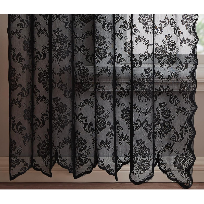 Sidnie Semi Sheer Curtain Pair, 54" W x 63" L, Black