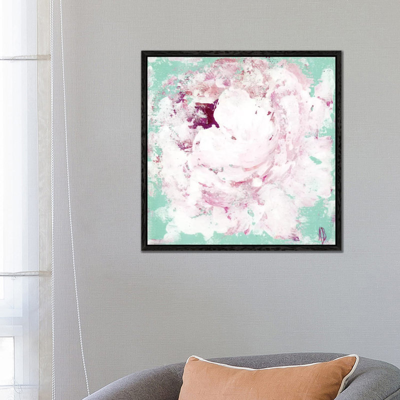 Lavender Peony by Ashley Bradley - Painting on Canvas, 66.04 cm H x 66.04 cm W, Black Framed