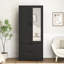 Armoire 2 portes en bois avec tringle, 2 tiroirs, lumière à induction et miroir pour le rangement de la chambre à coucher