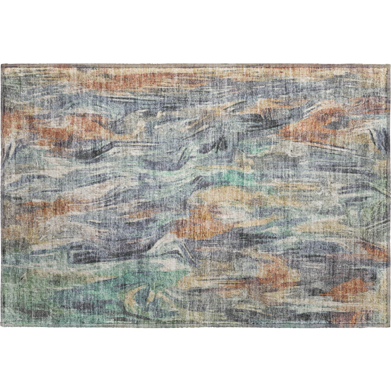 Premium Machine Washable Mayfield AMF2269 Abstract Rug, 1'8" x 2'6", Copper